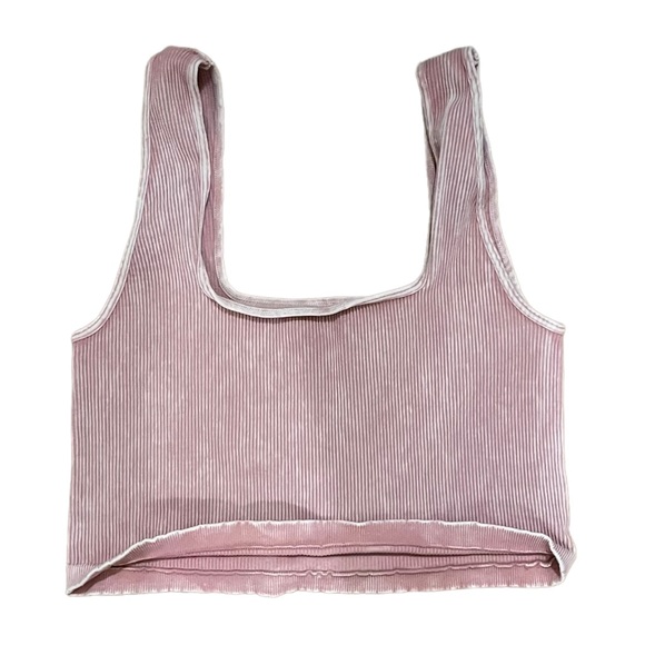 Free People Happiness Runs Square Neck Crop Tank Vintage Soft Pink XL - Picture 6 of 7